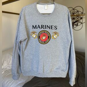 Vintage US Marines Pullover Sweatshirt Gray Crewneck Jerzees Pullover NuBlend M